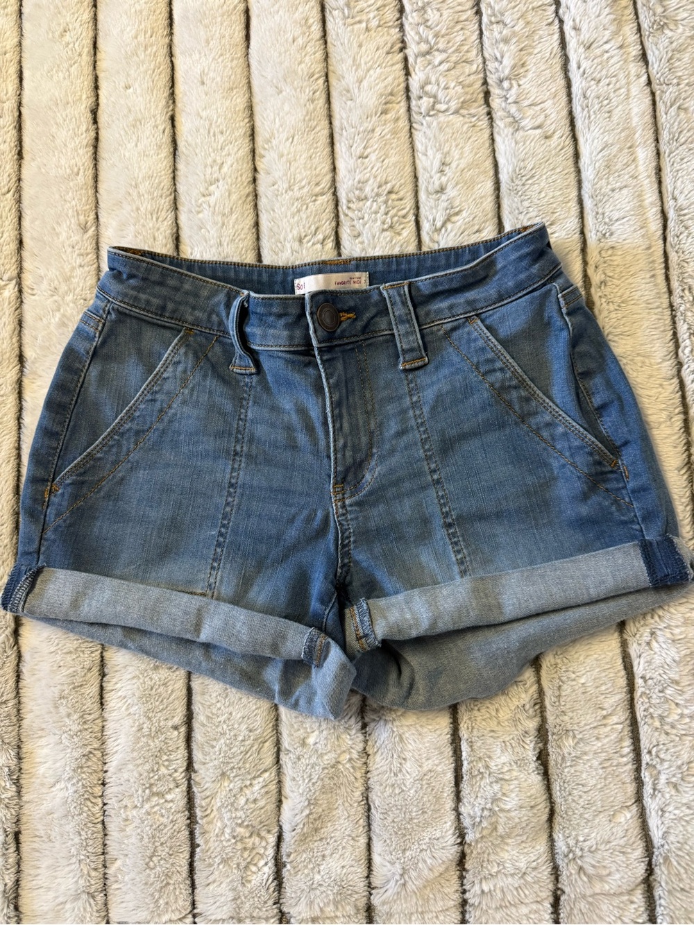 SO Blue Rolled-Hem Denim Shorts
